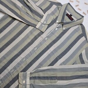 VINTAGE Sasson New York Paris Striped Button Down Shirt Men L 16 1/2 Long Sleeve